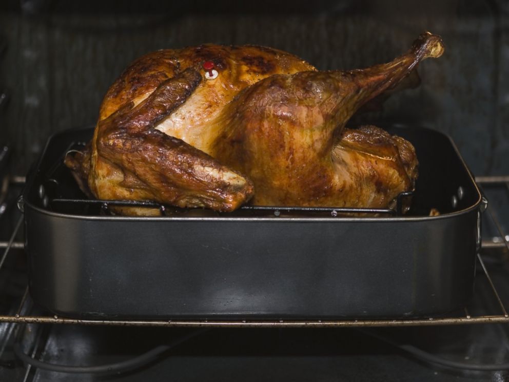 PHOTO: Turkey cooking in oven.