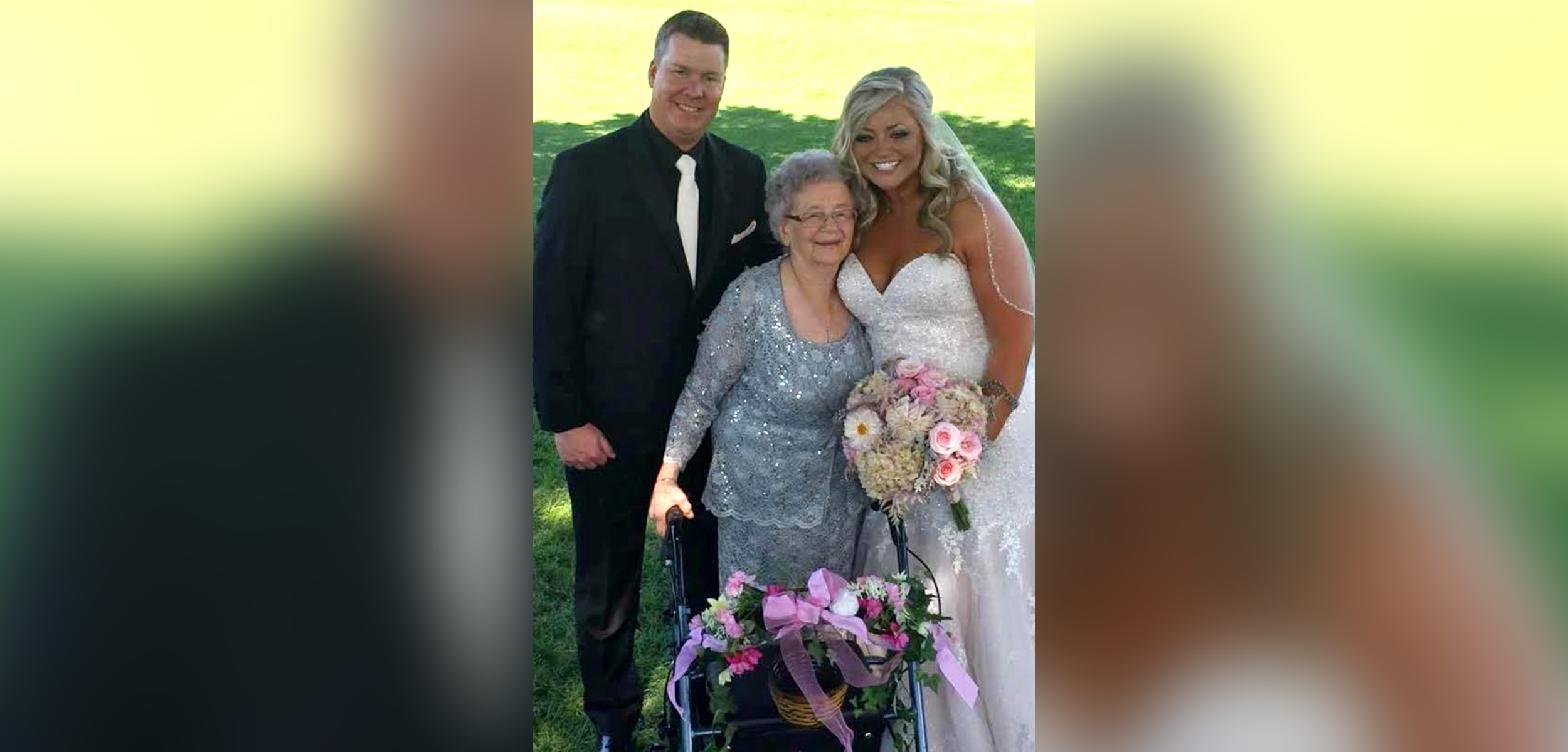 PHOTO: Bride Abby Mershon's 92-year-old grandmother, Georgiana Arlt, grinned from ear to ear as she served as the flower girl on July 1, 2017.