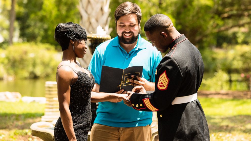 PHOTO: Nakita Brown threw a surprise wedding for her now husband, Rymario Armstrong, a Marine, in Beaufort, S.C.