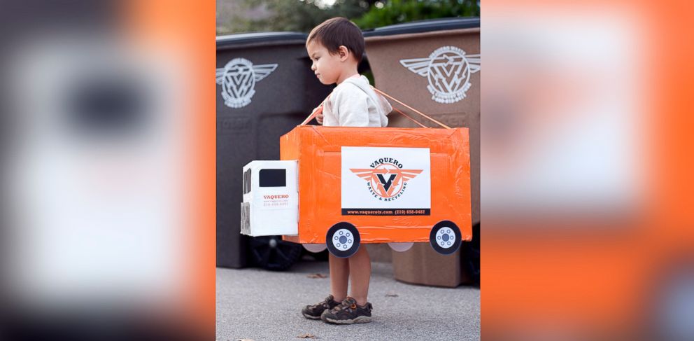 PHOTO: Luke Taylor, 3, seen in this photo wearing his homemade Halloween costume, which was a Vaquero garbage truck. 
