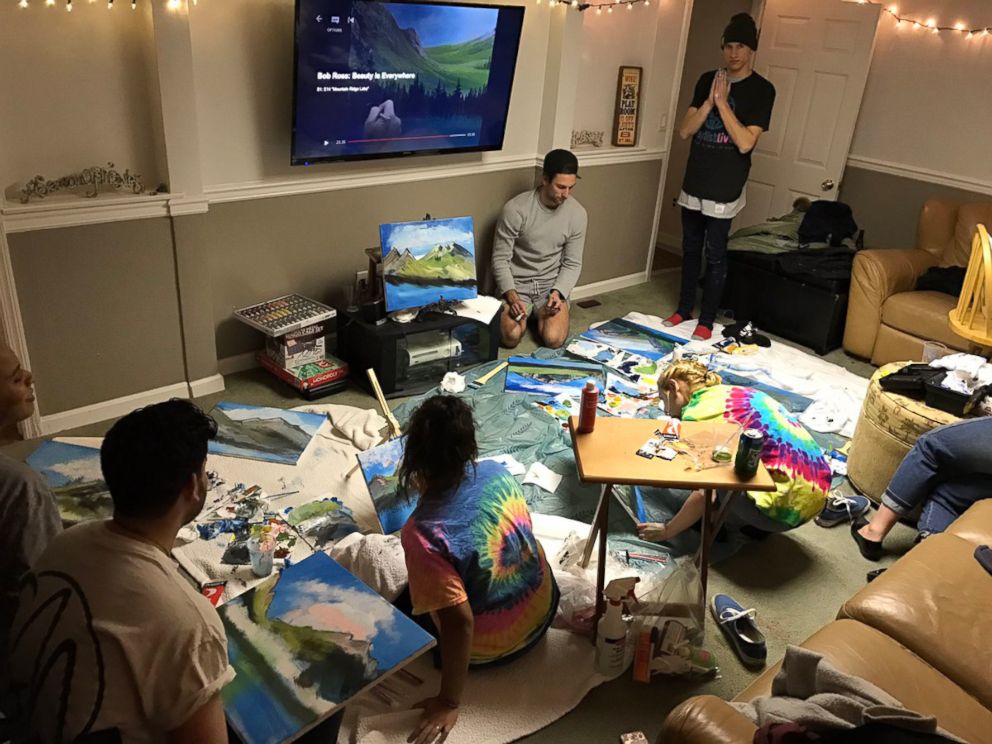 PHOTO: Chris Nervegna, of South River, New Jersey, threw himself a Bob Ross-themed birthday party.