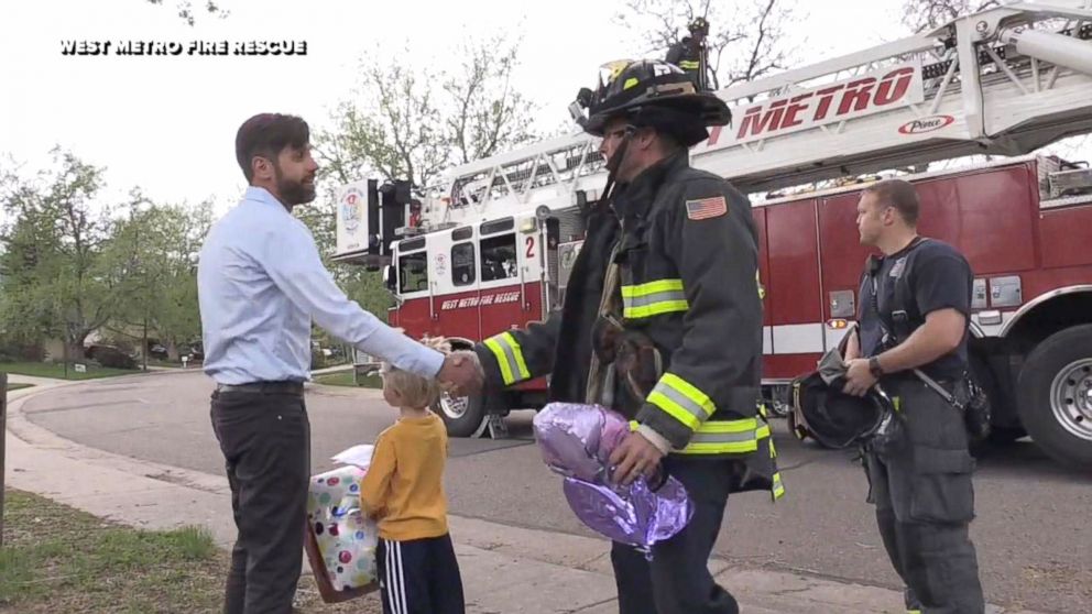Firefighters rescue little boy's card for deceased mom in heaven - ABC News