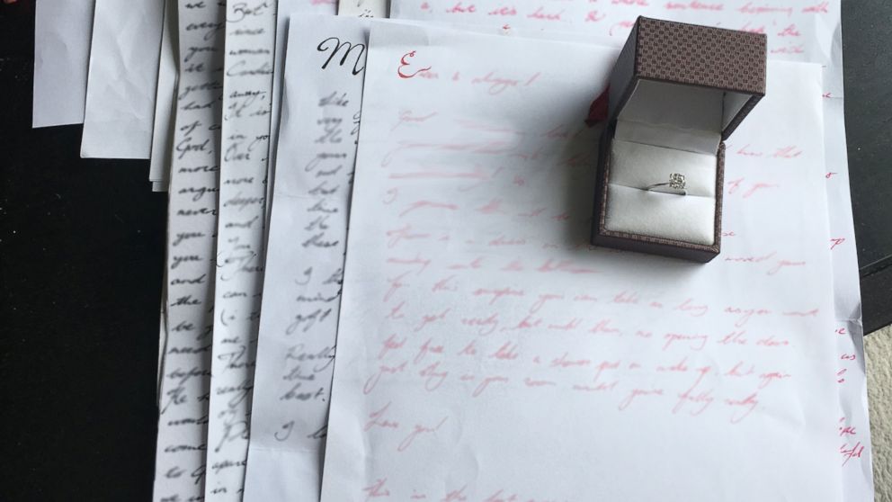 Timothy spent three years asking Candice to marry him through a series of letters that revealed a secret proposal when looked at all at once.