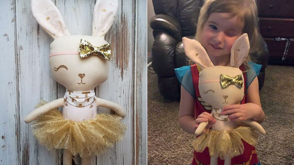 PHOTO: Little Brynn Munger, 3, was surprised for her birthday with a special one-eyed bunny doll to match her.