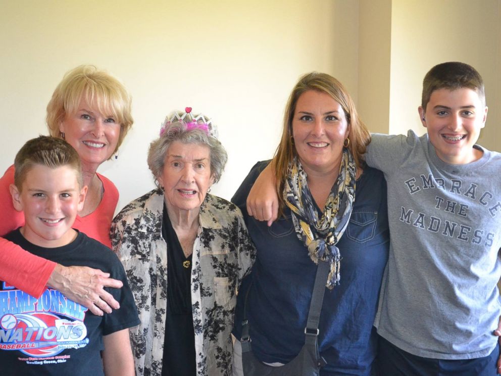 PHOTO: An undated photo of Casey Clark (far left), Jean Oddis great-grandson Nicholas Falter, 13, Jean Oddi, granddaughter Melissa Falter and eldest great-grandson Griffin Falter, 16.