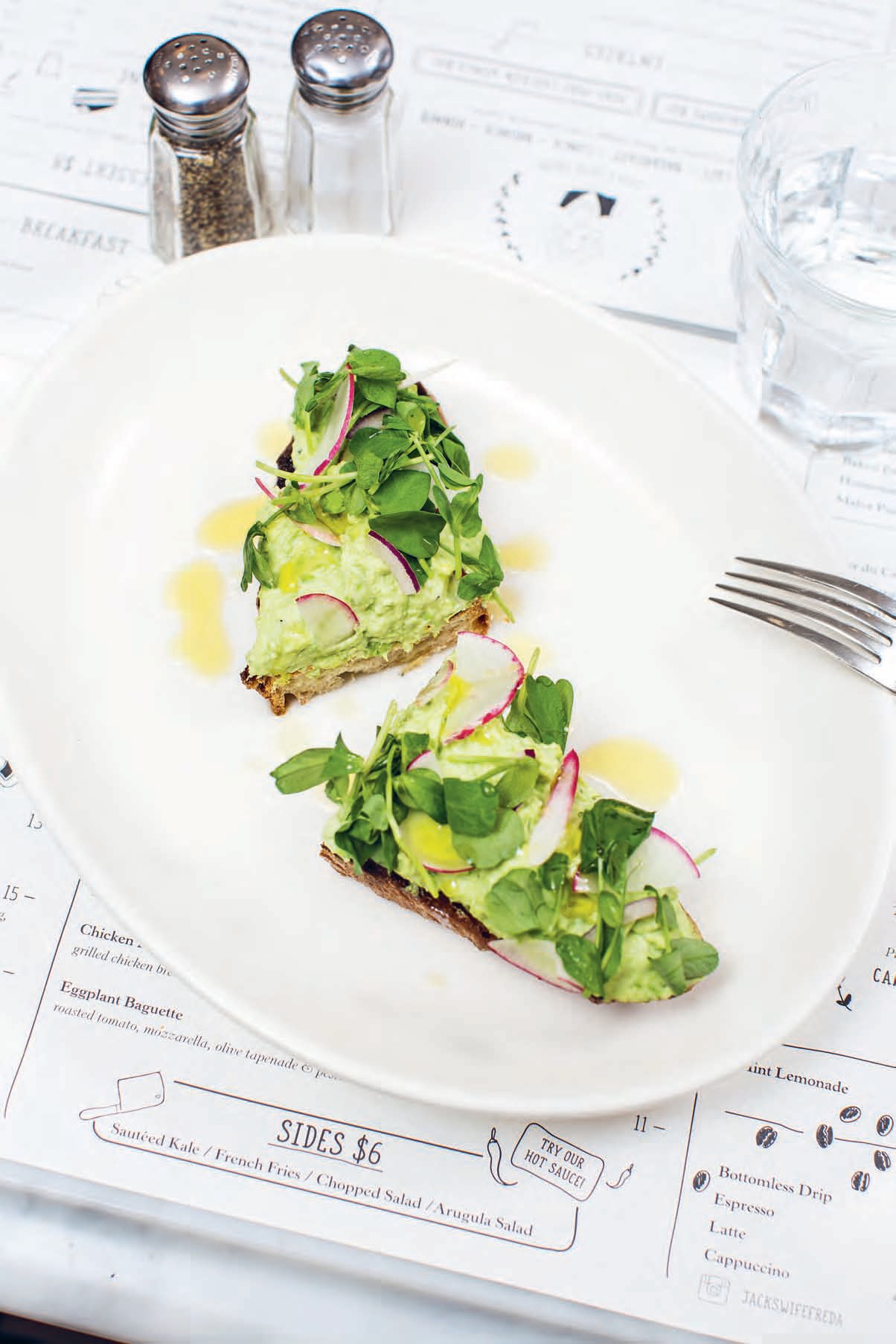 PHOTO: Pea and ricotta toast from Jack's Wife Freda in New York City.