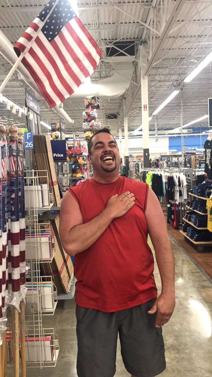 PHOTO: James Fruits, 40, of Cleveland Ohio, was captured on video singing the national anthem over an intercom at a Walmart supercenter in Osage Beach, Missouri, while on vacation on July 8. 