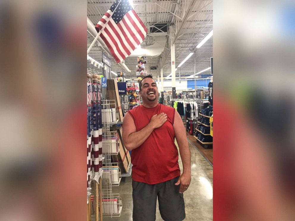 PHOTO: James Fruits, 40, of Cleveland Ohio, was captured on video singing the national anthem over an intercom at a Walmart supercenter in Osage Beach, Missouri, while on vacation on July 8.