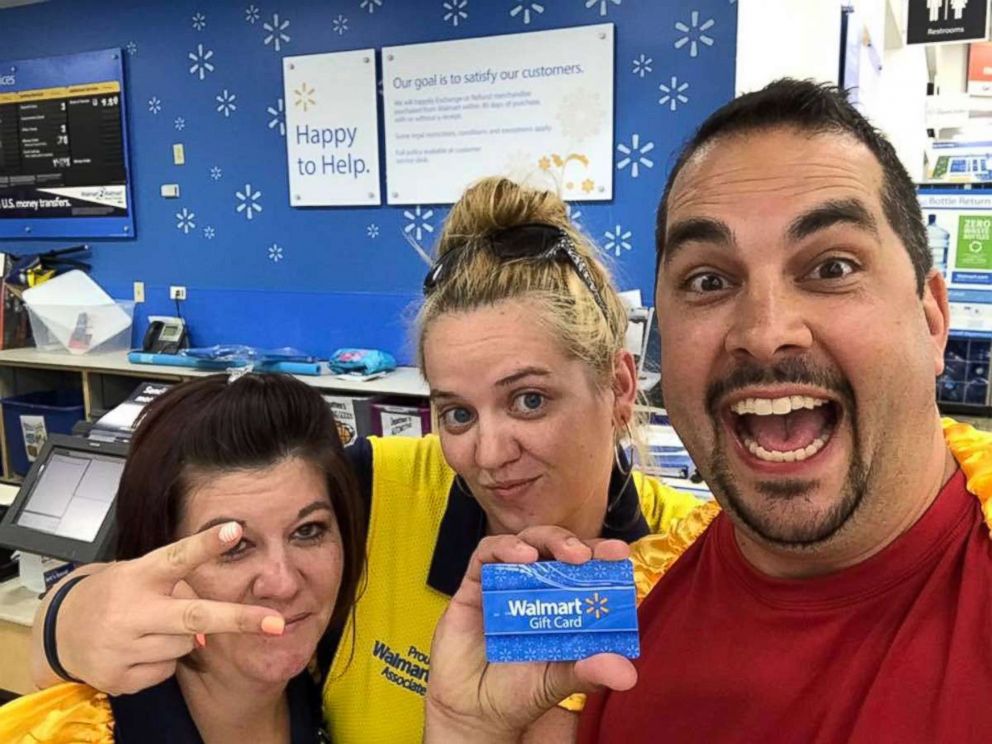 PHOTO: James Fruits was given a $10 Walmart giftcard and a Walmart cape after singing the national anthem over an intercom at a Walmart supercenter in Osage Beach, Missouri on July 8. 