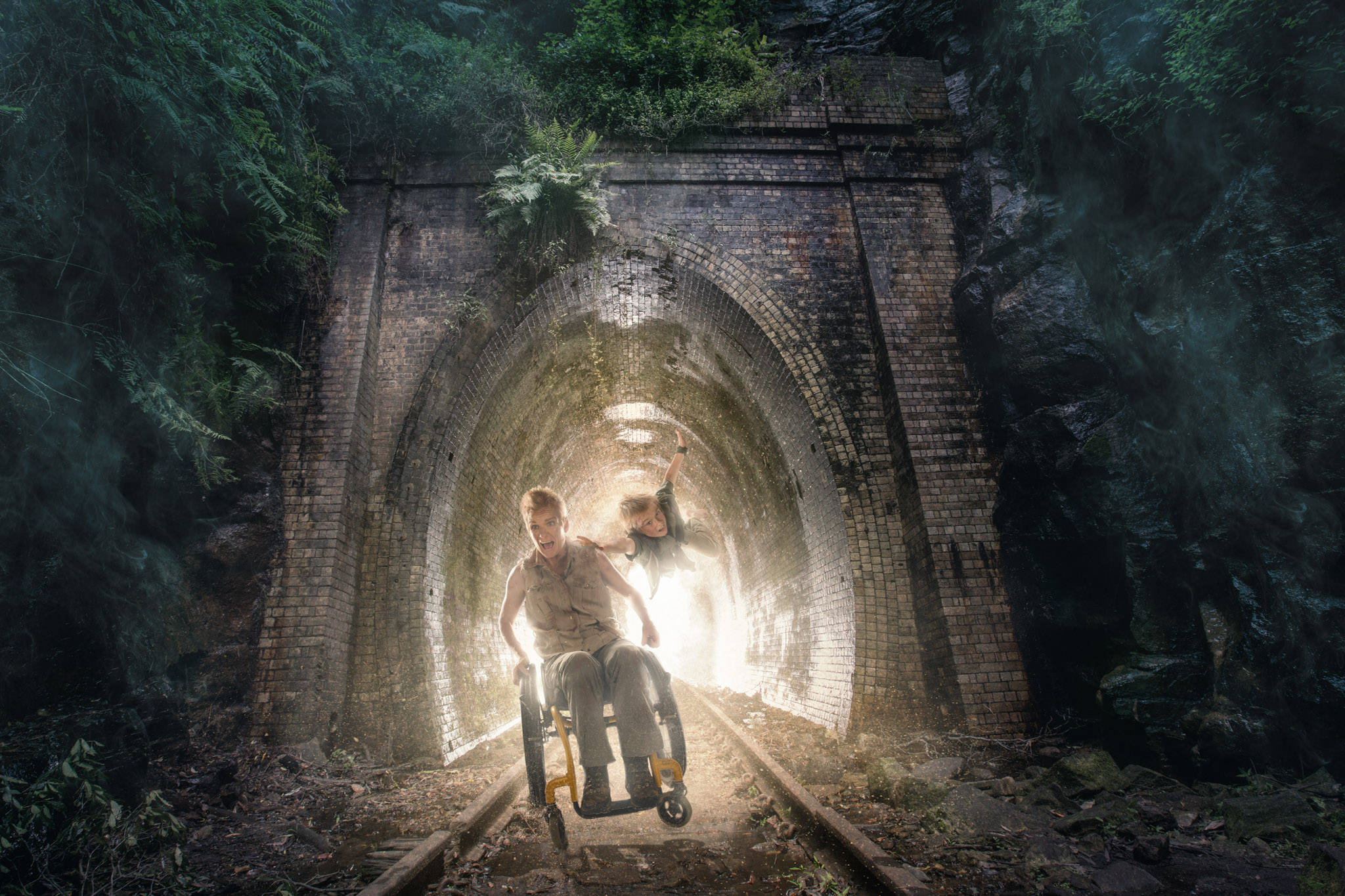 PHOTO: Photographer Karen Alsop brought mother Sarah Jane Staszak and her son Hamish inside a studio and photoshopped them into exciting adventures.