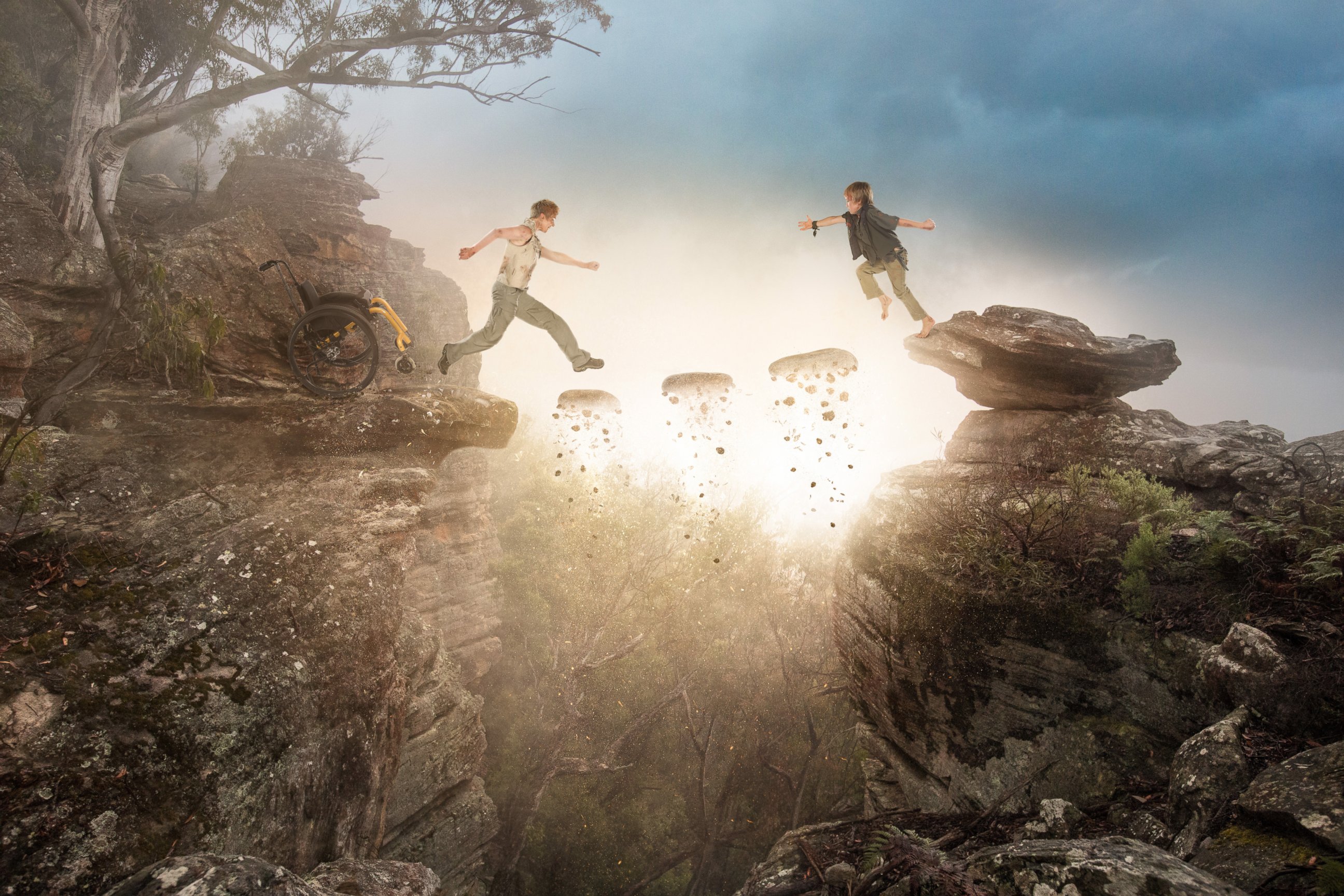 PHOTO: Photographer Karen Alsop brought mother Sarah Jane Staszak and her son Hamish inside a studio and photoshopped them into exciting adventures.