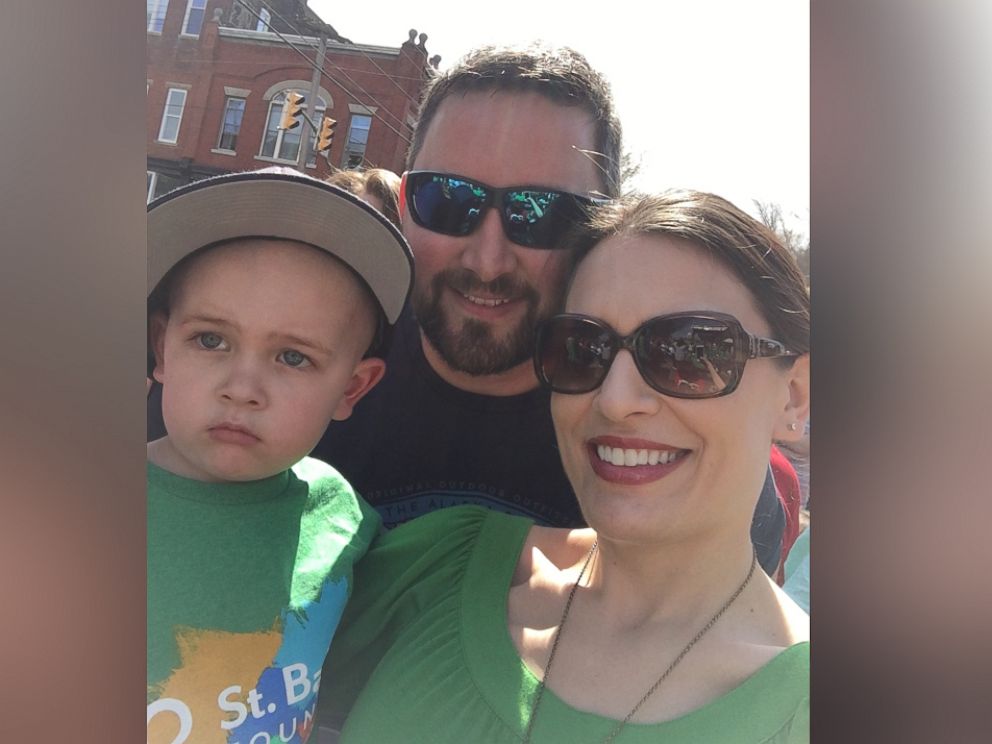 PHOTO: Caleb, pictured with his dad Courtland Lambert, a 15-year firefighter, and his mom, Kimberley, a nurse.