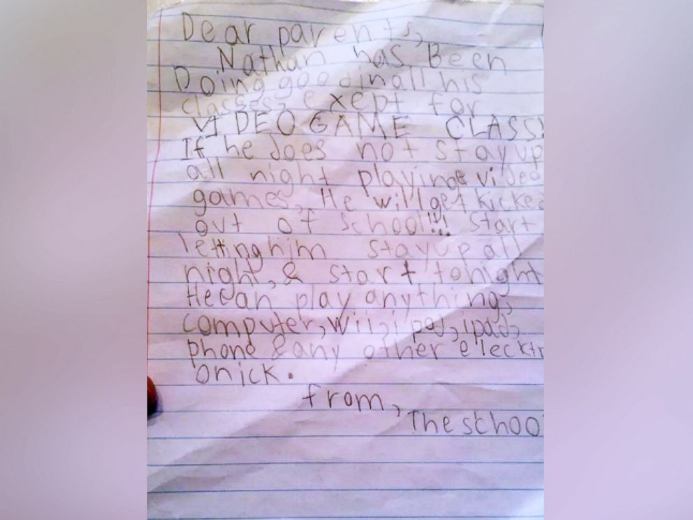 PHOTO: Nathan Anderson, 7, wrote a fake letter from his school to get more time playing video games in his Eagle Mountain, Utah home.