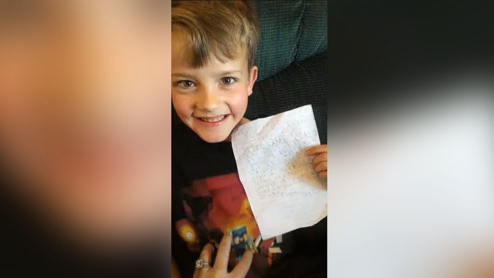 Nathan Anderson, 7, wrote a fake letter from his school to get more time playing video games in his Eagle Mountain, Utah home.
