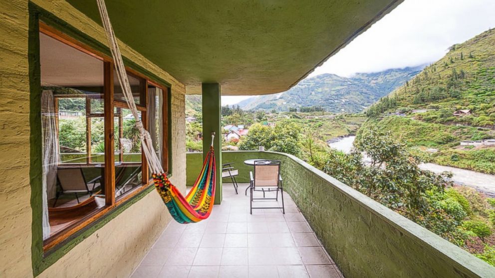 PHOTO: The second floor balcony of La Casa Verde overlooks the surrounding hills of Ecuador.
