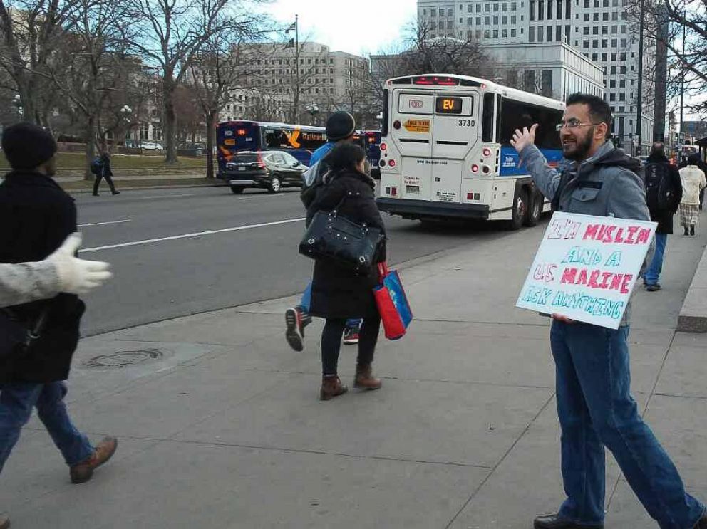 PHOTO: Mansoor Shams, who served for four years as a Marine, is traveling the U.S. to educate people on what it is to be a Muslim.