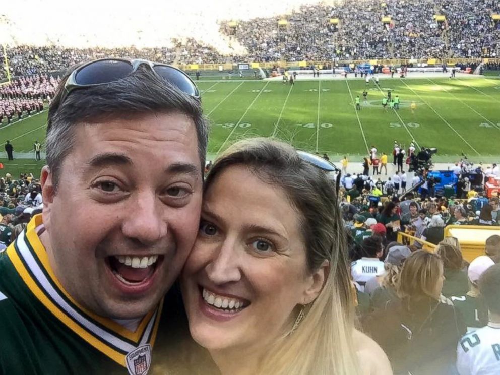 PHOTO: Green Bay super fan Ryan Holtan-Murphy plans to take his fiancee's last name, Packer, when they wed in June.