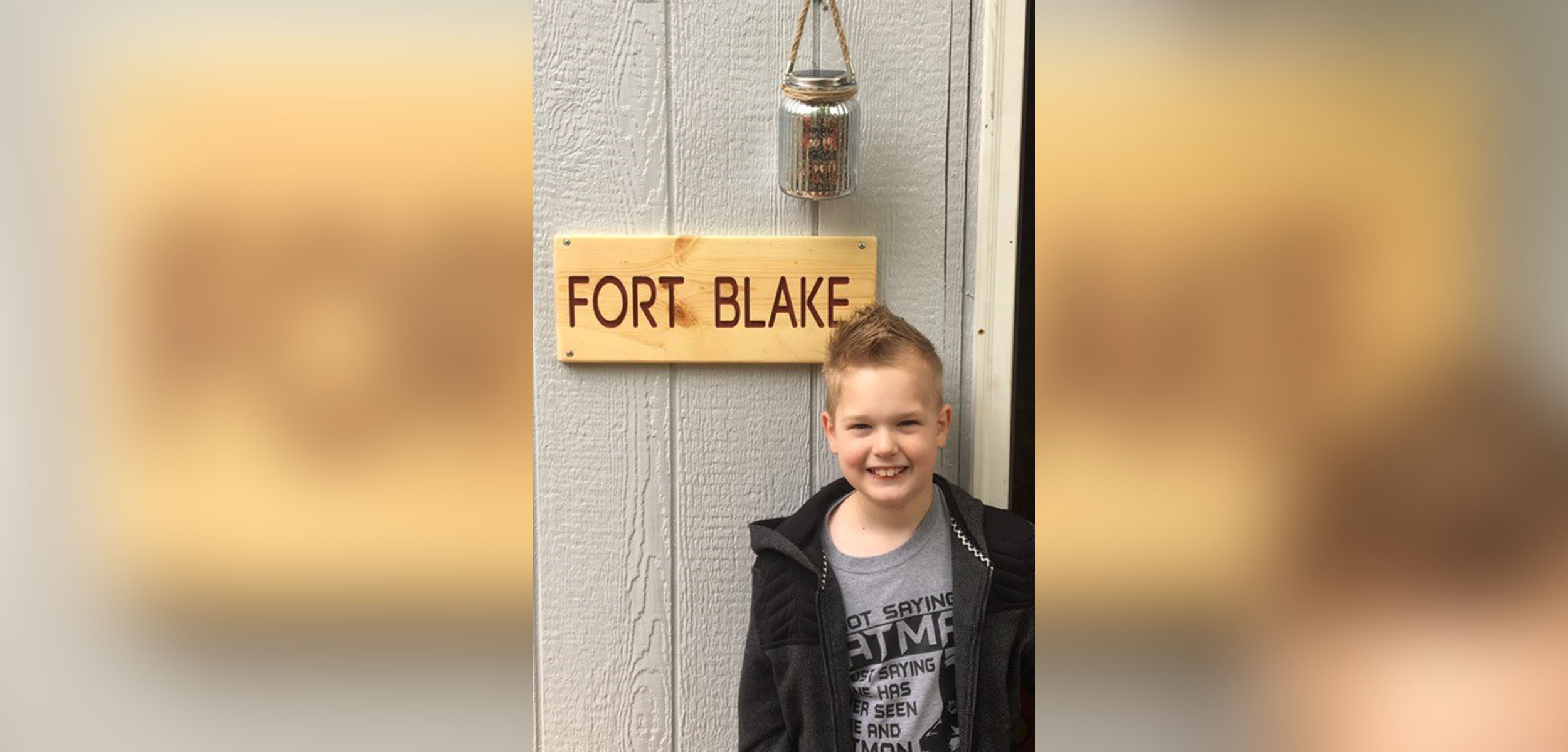 PHOTO: Blake Danforth, 9, of Prairie Village, Kansas, was surprised with a custom playhouse in his house backyard.