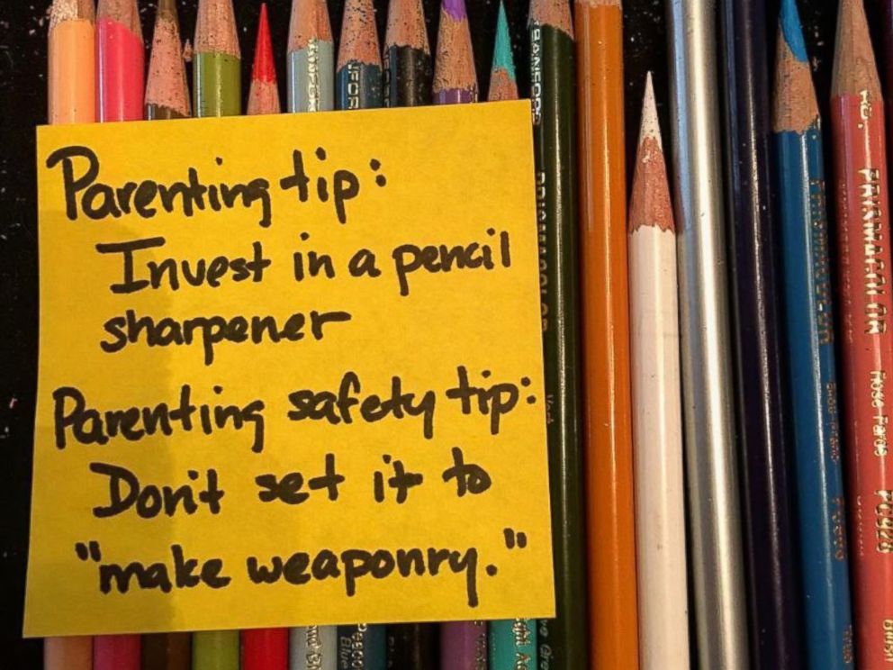 PHOTO: Stay at home dad Chris Illuminati writes hilarious Post-It notes about parenting for his wife to find around their Princeton, New Jersey home.