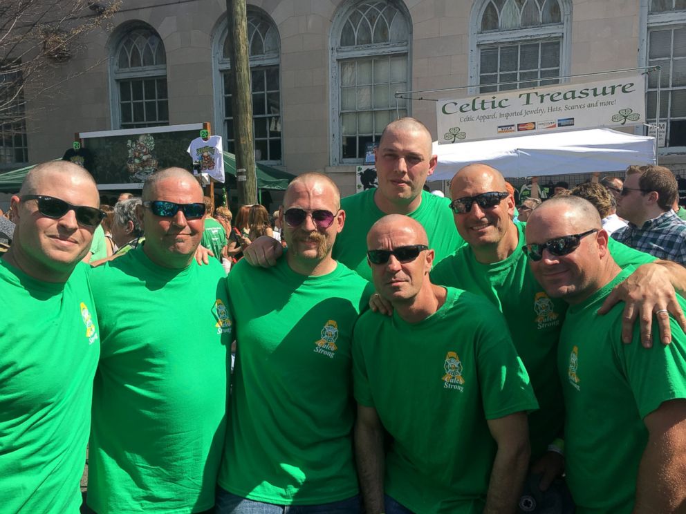 PHOTO: Members of the Richmond Fire Department shaved their heads for charity in support of a fellow firemans toddler, Caleb Lambert , who is fighting cancer.