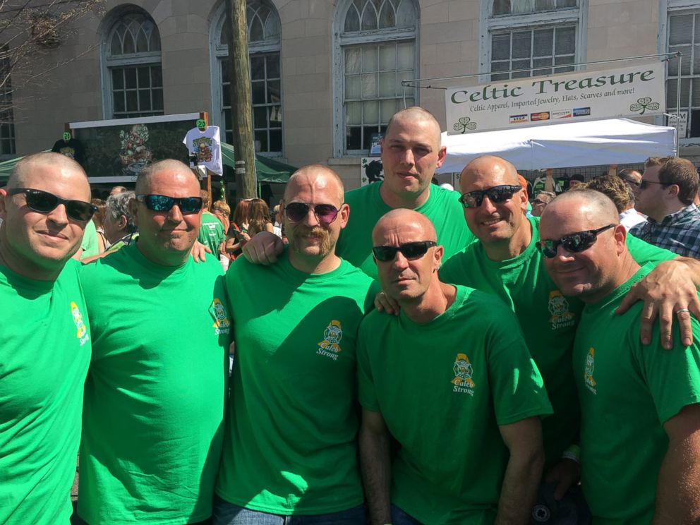 PHOTO: Members of the Richmond Fire Department shaved their heads for charity in support of a fellow fireman's toddler, Caleb Lambert , who is fighting cancer.