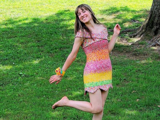prom dress made out of gum wrappers Gum wrapper/packaging dress