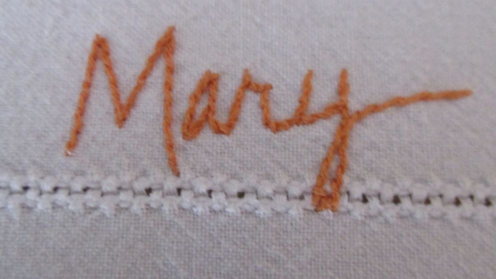 PHOTO: Deb Mills, of Clinton, Missouri, has everyone that joins them for Thanksgiving sign their name on her tablecloth.