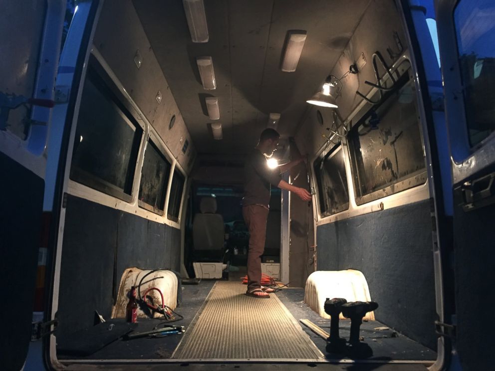 PHOTO: The van, which the couple bought for $4,500, has about 80 square feet of space on the inside.