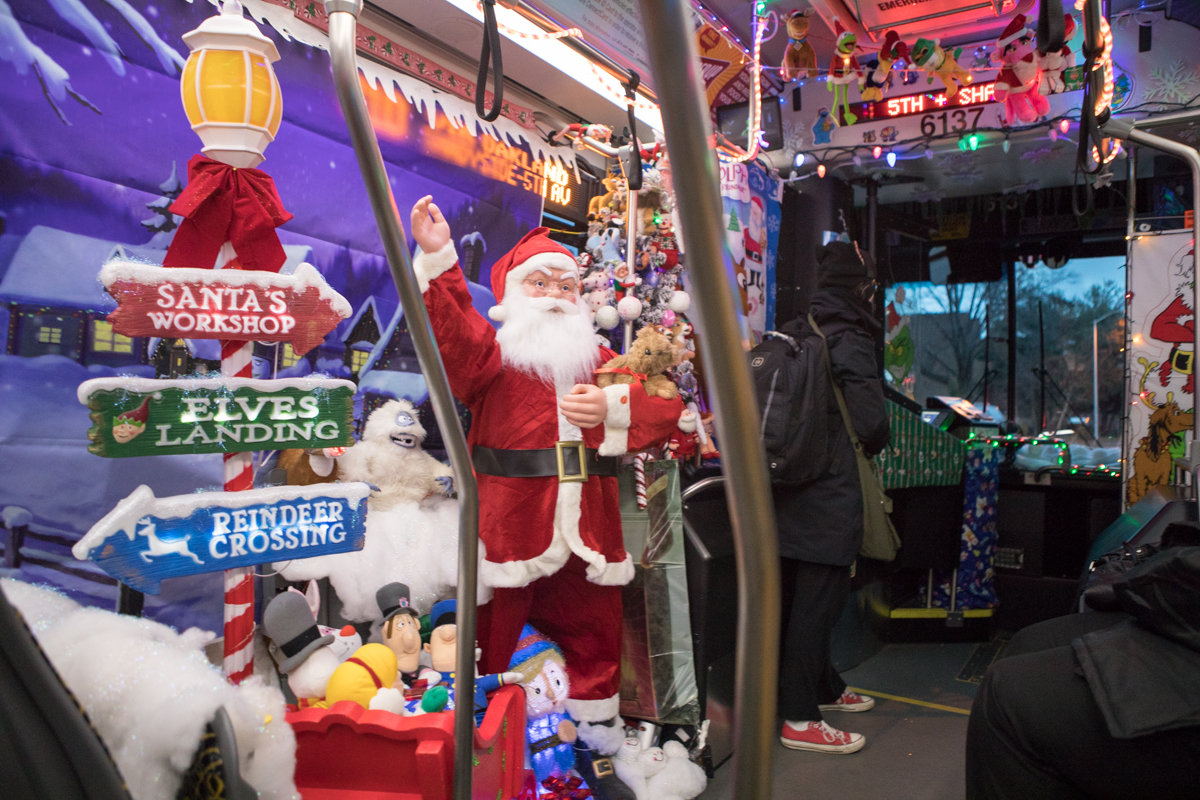 PHOTO: Bill Sanfilippo elaborately decorates his Pittsburgh city bus with Christmas decorations to spread holiday cheer.