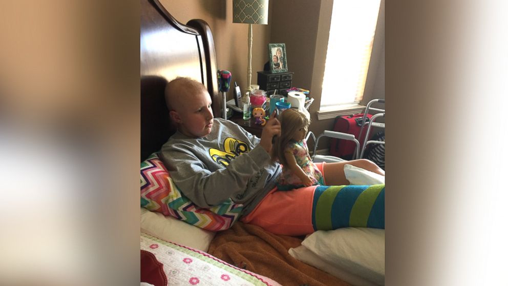 Dylan Probe, 10, received an American Girl doll with a prosthetic leg after having her own leg amputated due to cancer.