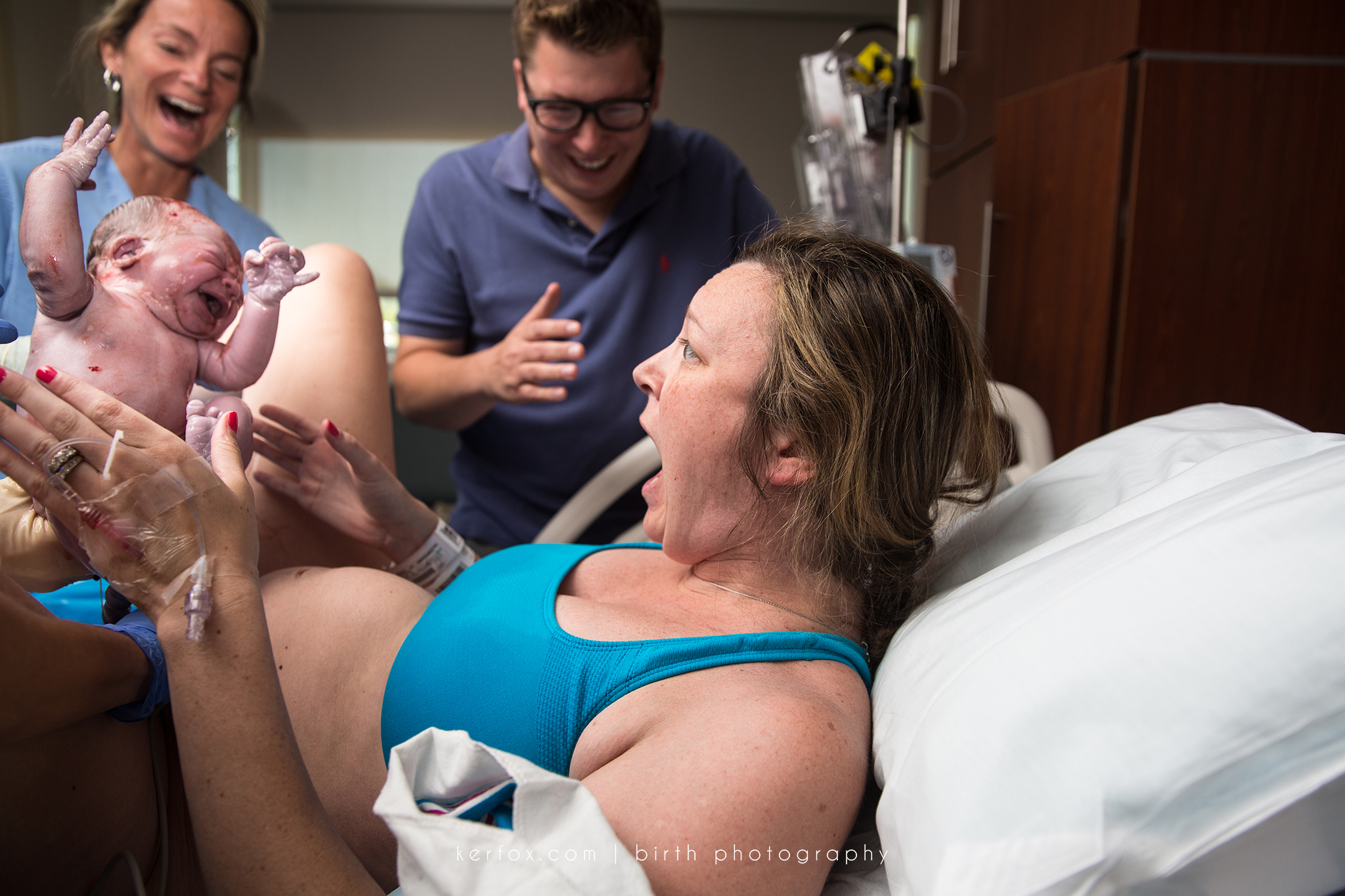 PHOTO: Dara Crouch of Georgia, was candidly photographed during the birth of her son in April as she learned of his sex. 
