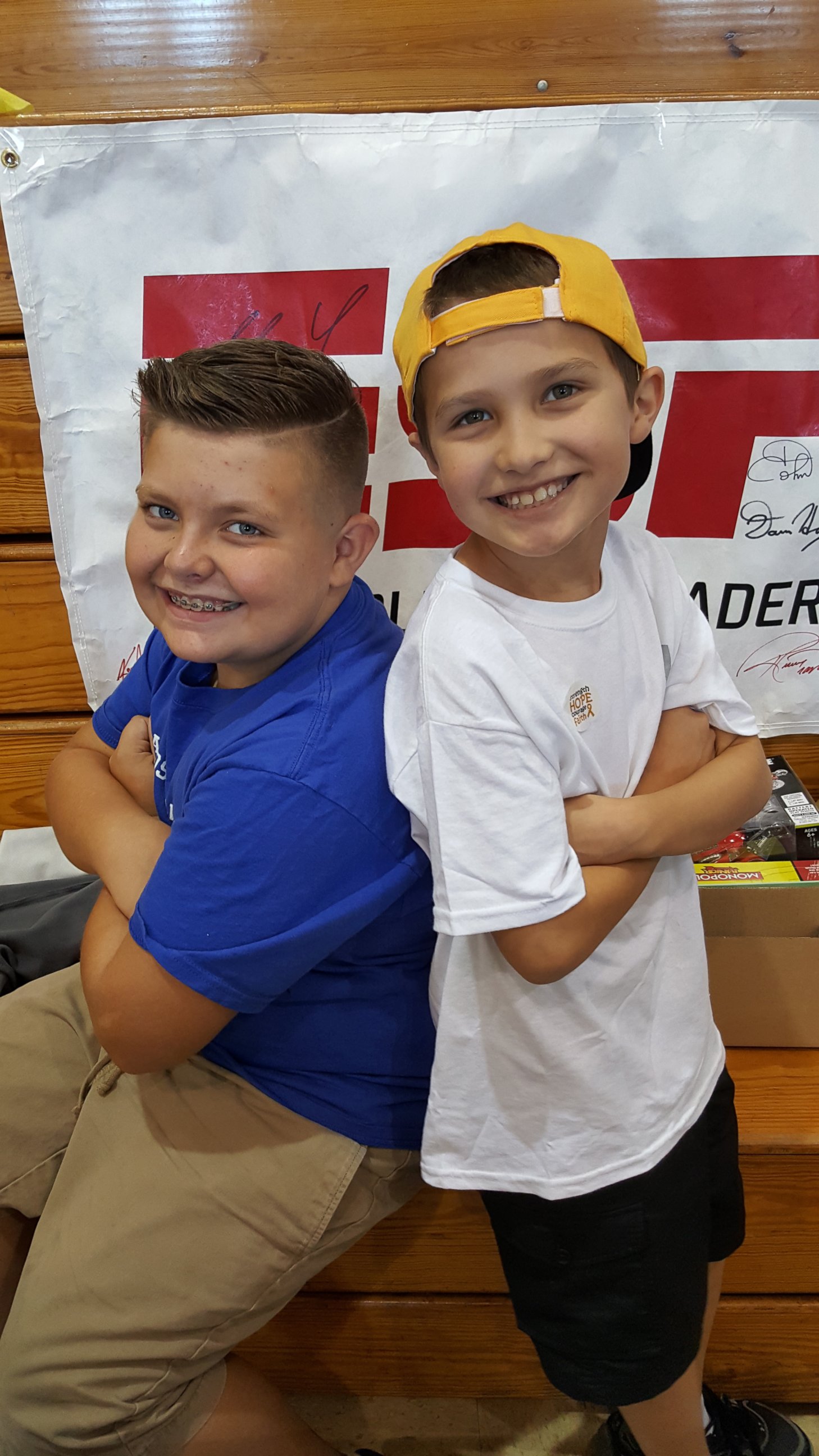 PHOTO: Seen in an undated photo, Brady Kahle, 10, and his friend Landen Palatino, 9, who was diagnosed with a grade 4 brain tumor on Jan. 8, 2016