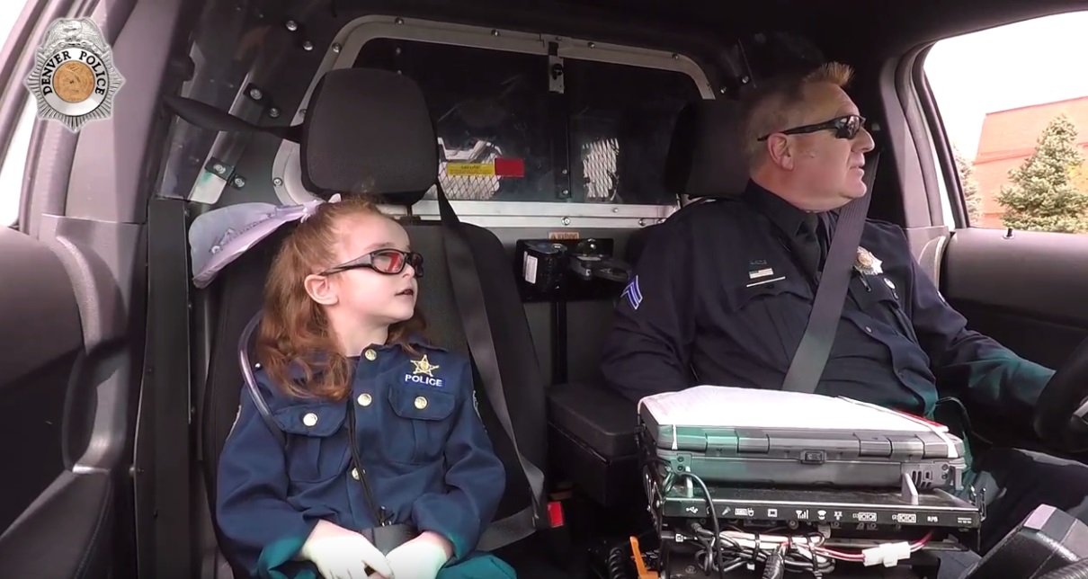 PHOTO: The Denver Police Department granted 6-year-old Olivia Gant's bucket list wish to become a police officer for a day. 