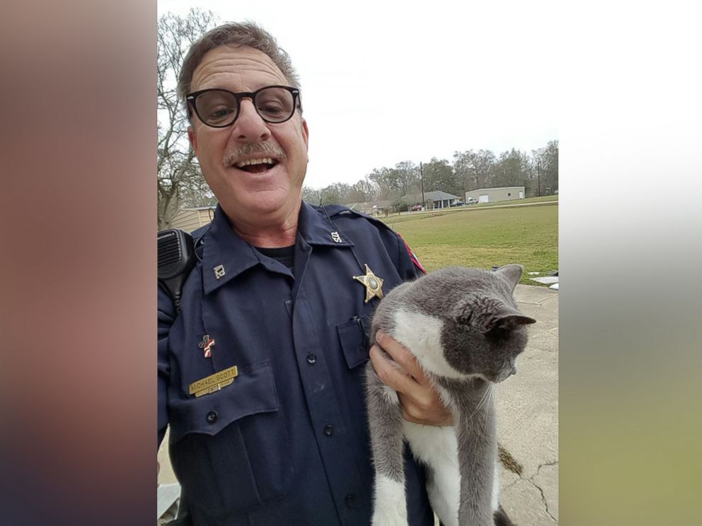 PHOTO: When a cat got caught in a garage door, the Ascension Parish Sheriffs Office came to the rescue.