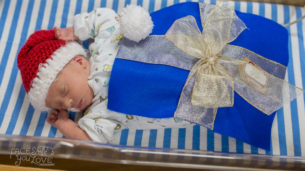 PHOTO: Santa turned the babies in the NICU at Saint Luke's Hospital of Kansas City into tiny "gifts" this holiday season.