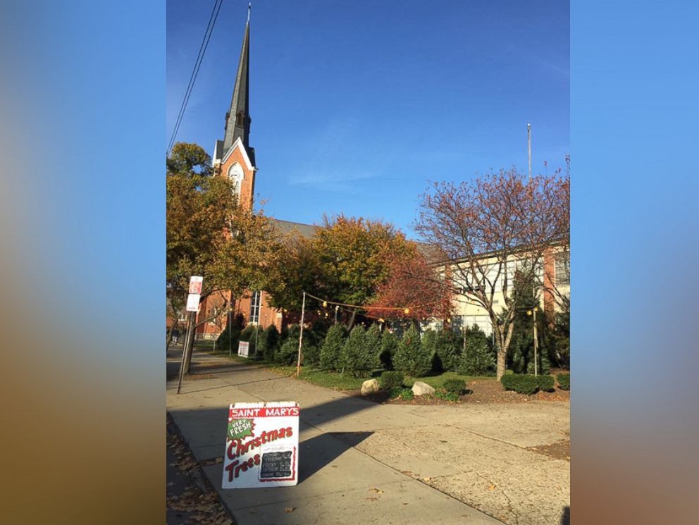 PHOTO: An anonymous do-gooder bought all the Christmas trees in Saint Mary School's lot in Columbus, Ohio to let those in need have them for free. 