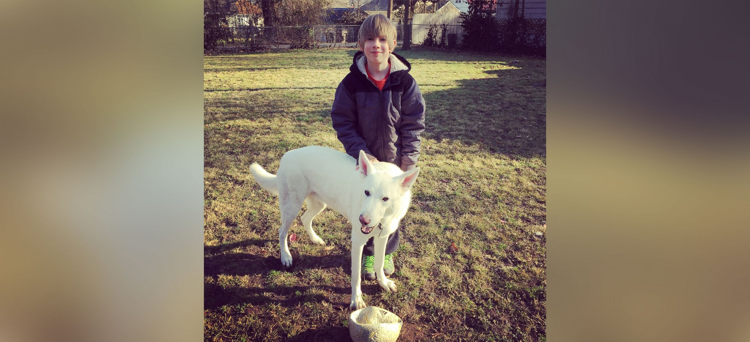 PHOTO: Lennox Goebel, 11, was overcome with tears as he was surprised with the return of his neighbor's dog, Bogart, after spending a year in California. 