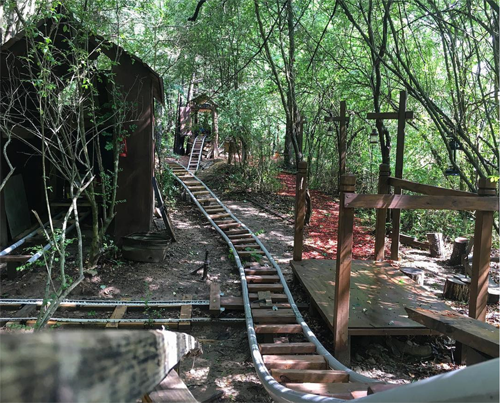 PHOTO: Jackson Crosskno, 19, of Canton, Ga., built an elaborate backyard roller coaster called the "White Mountain Railroad."
