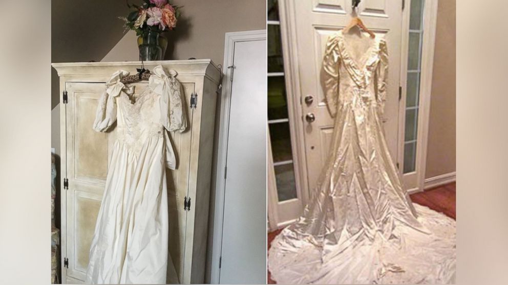PHOTO: The wedding dresses of Kim Jones, left, and Shannon McNamara, right, are photographed after being found.