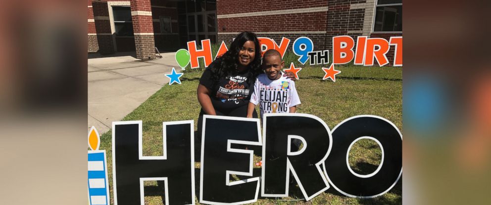PHOTO: Elijah Lewis, a 9-year-old battling leukemia, was surprised by his 3rd-grade classmates at Victoria Walker Elementary school in Baytown, Texas, May 24 with an unexpected birthday celebration.