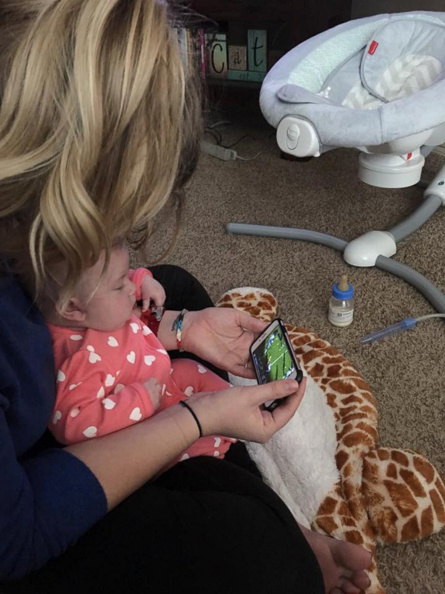 PHOTO: Laura Catron's 3-month-old daughter Lola recently had open heart surgery and was only soothed by watching the Dallas Cowboys.