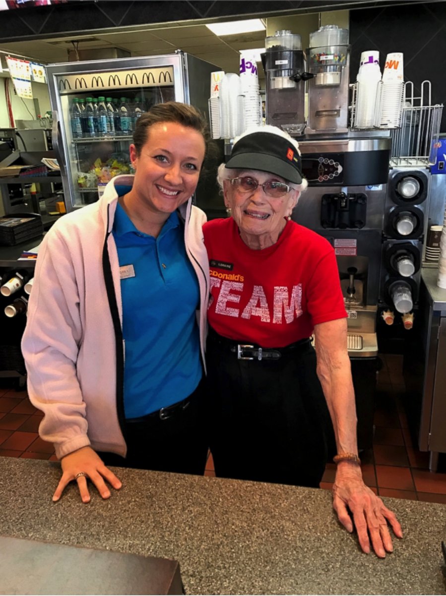 PHOTO: Loraine Maurer was feted by her McDonalds of Evansville, Ind., co-workers for working at the restaurant for 44 years.