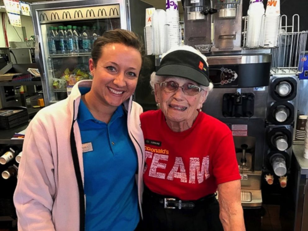 PHOTO: Loraine Maurer was feted by her McDonalds of Evansville, Ind., co-workers for working at the restaurant for 44 years.
