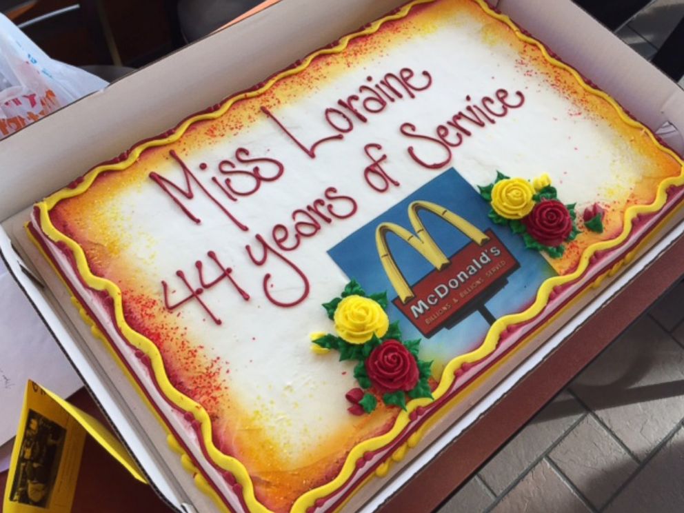 PHOTO: Loraine Maurer was feted by her McDonalds of Evansville, Ind., co-workers for working at the restaurant for 44 years.