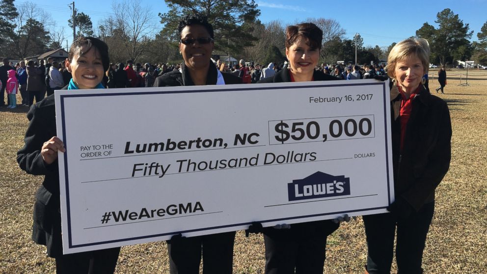 PHOTO: Lowe's donated $50,000 to help rebuild the recreational center in Lumberton, N.C., which had been damaged in the flooding.