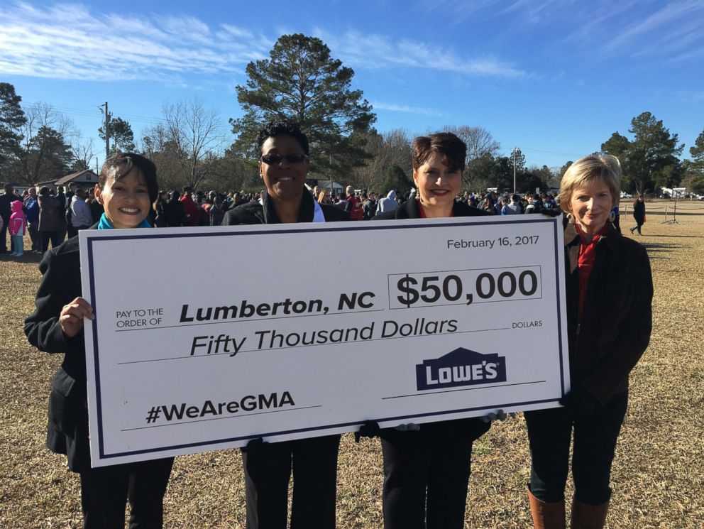 PHOTO: Lowe's donated $50,000 to help rebuild the recreational center in Lumberton, N.C., which had been damaged in the flooding.