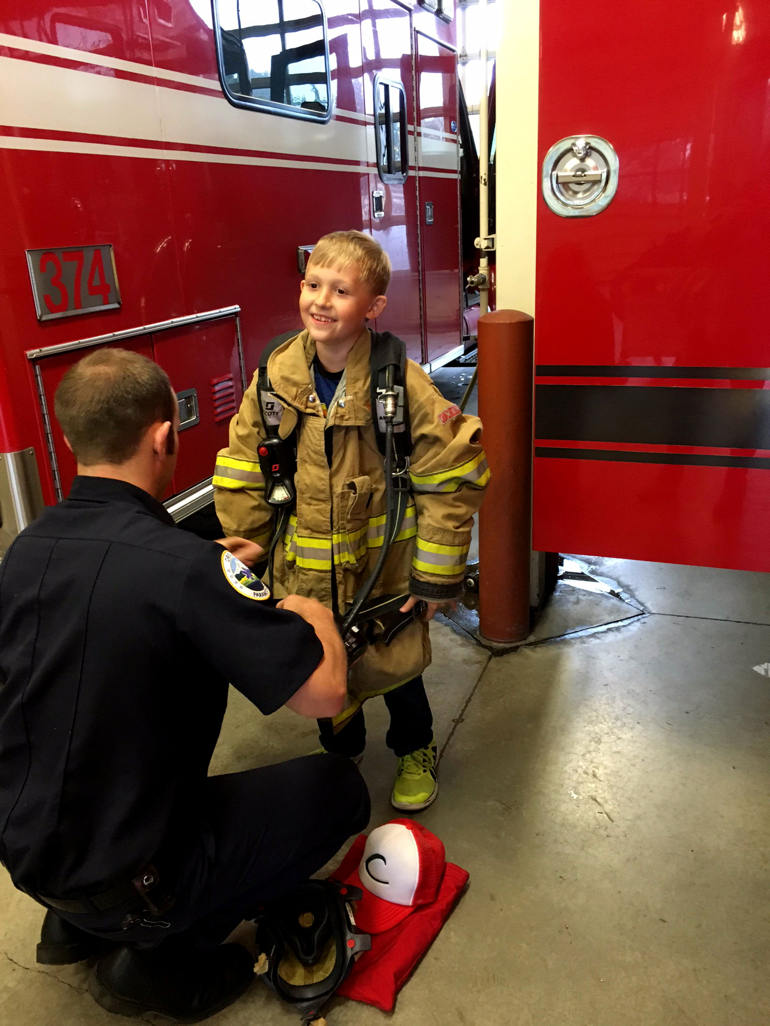PHOTO: When the Bend, Oregon fire department heard about Maloh’s party, they invited him in for a special visit.