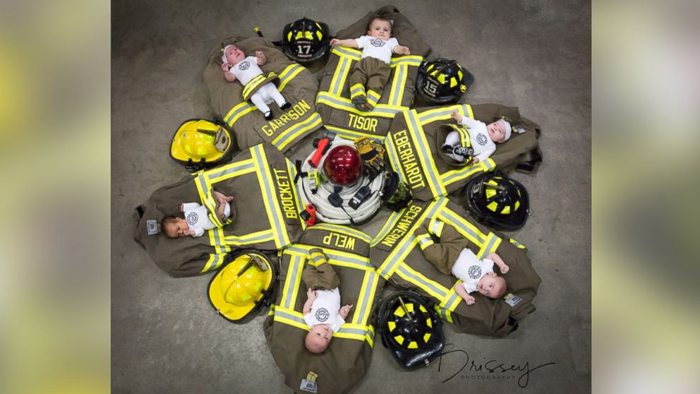 PHOTO: Six volunteer firefighters from the Mediapolis Fire Department in Iowa welcomed six babies in seven months.