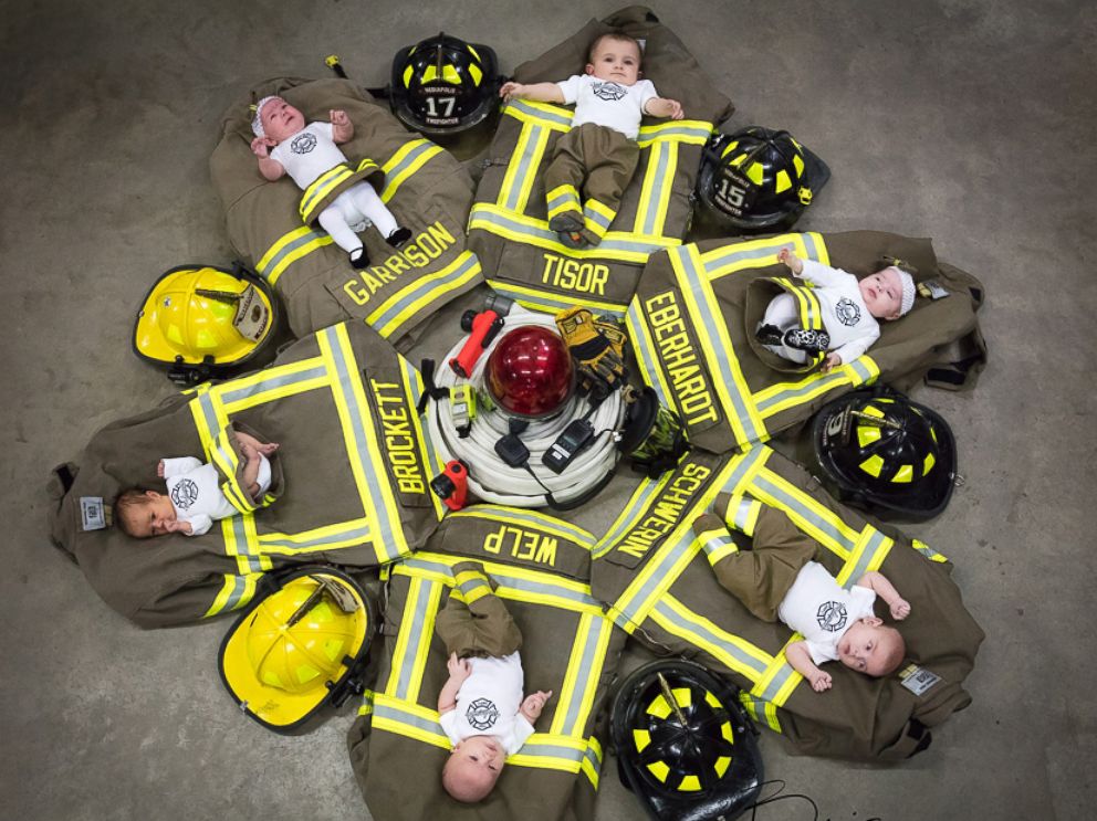 PHOTO: Six volunteer firefighters from the Mediapolis Fire Department in Iowa welcomed six babies in seven months.