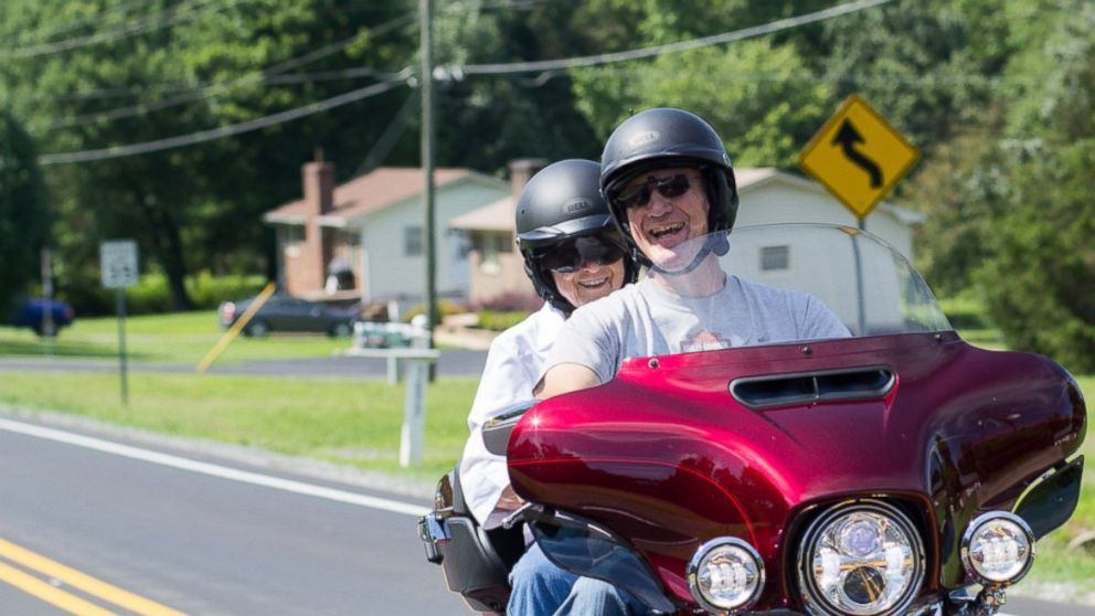 PHOTO: Mildred Garrison, 93, of Reidsville, North Carolina, fulfilled her lifelong dream of riding a Harley-Davidson motorcycle on June 24. 